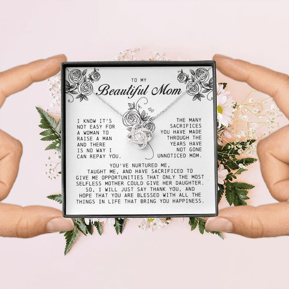 To My Beautiful Mom Love Knot Necklace
