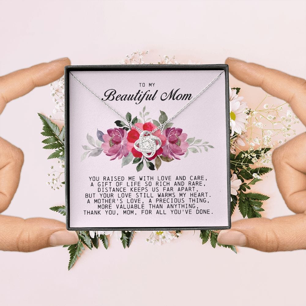 To My Beautiful Mom Love Knot Necklace