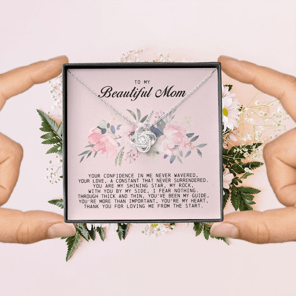 To My Beautiful Mom Love Knot Necklace