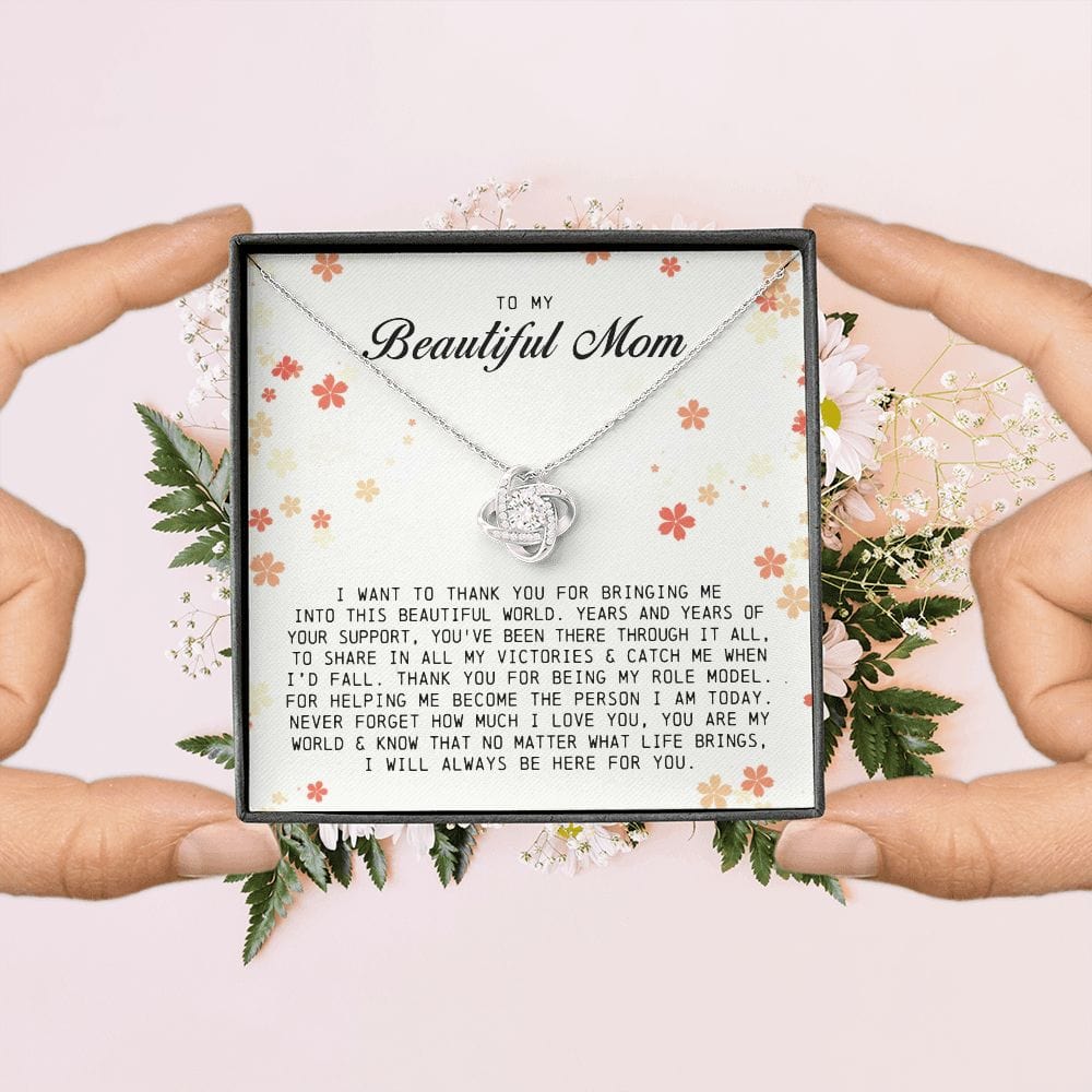 To My Beautiful Mom, Love Knot Necklace