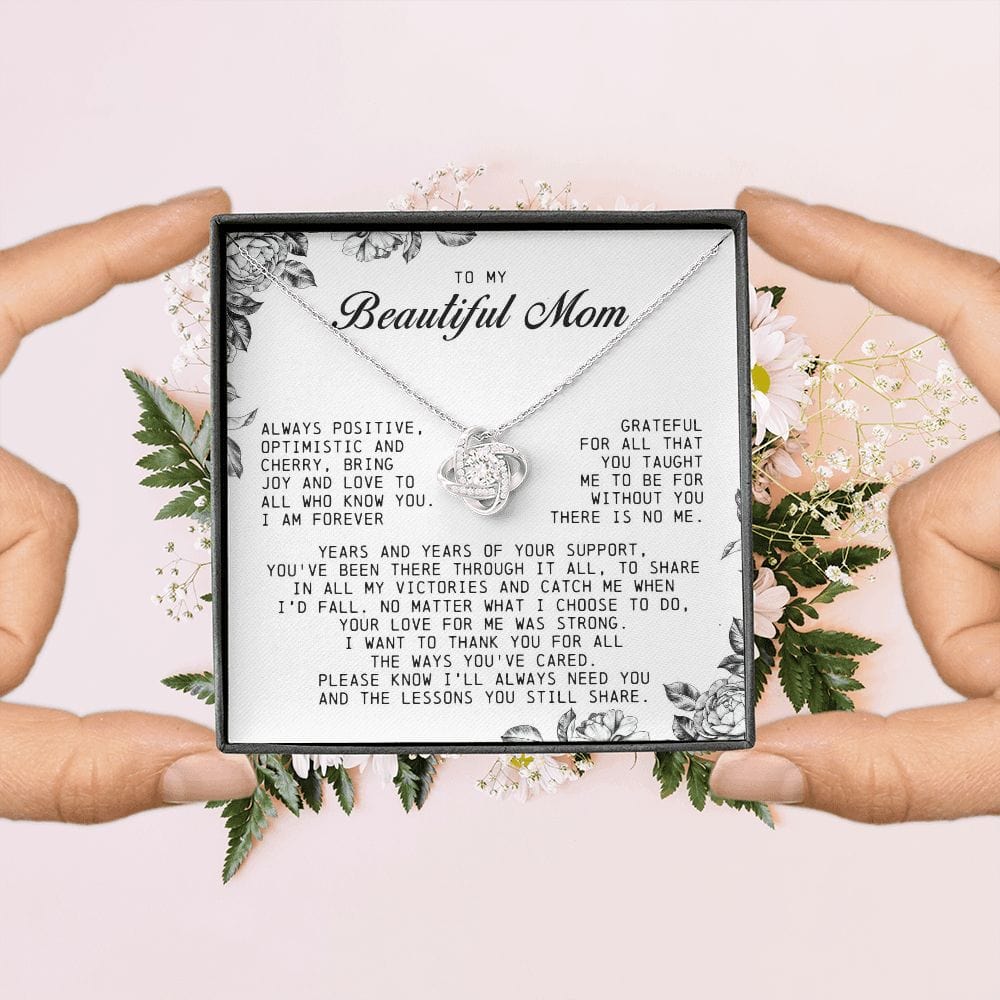 To My Beautiful Mom Love Knot Necklace
