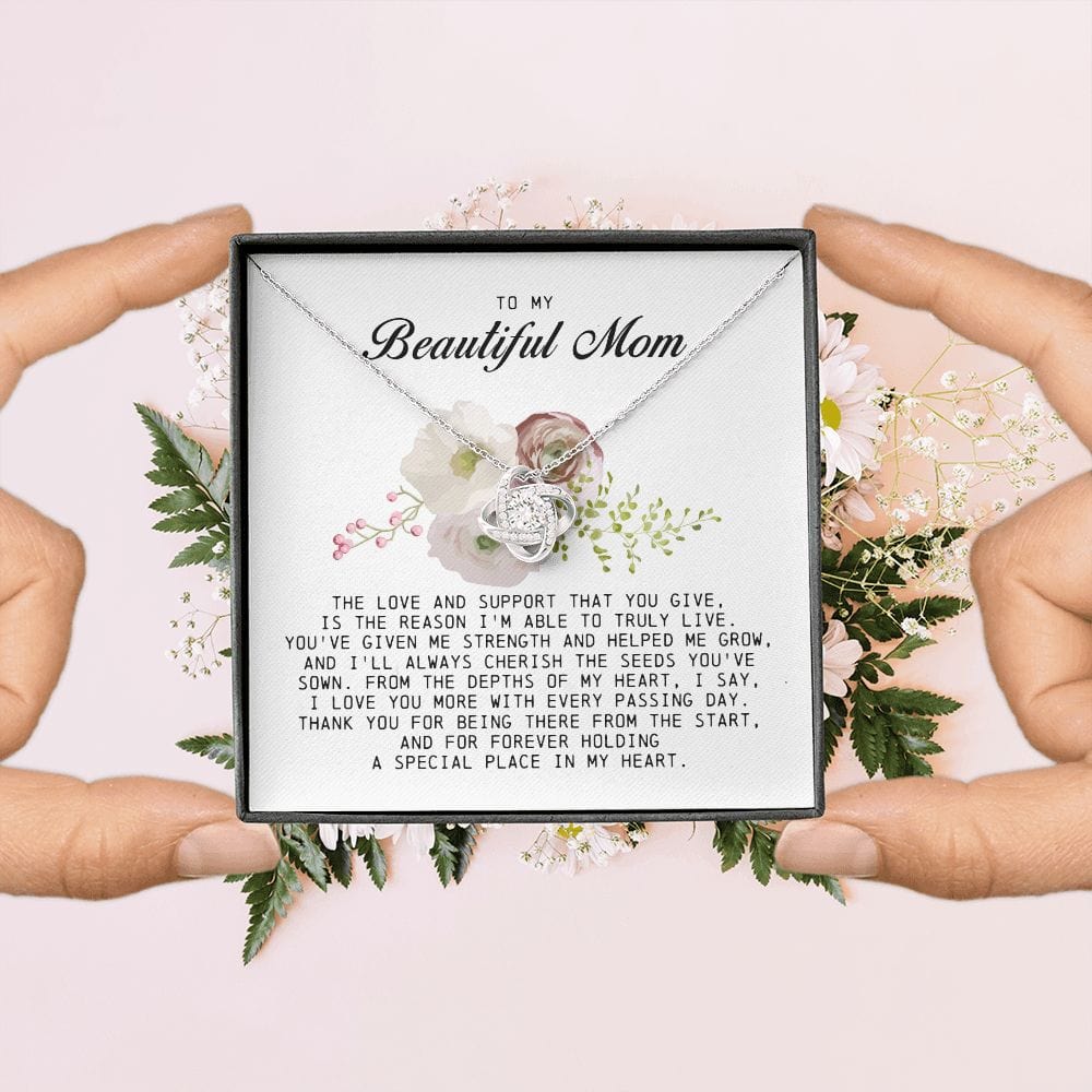 To My Beautiful Mom Love Knot Necklace