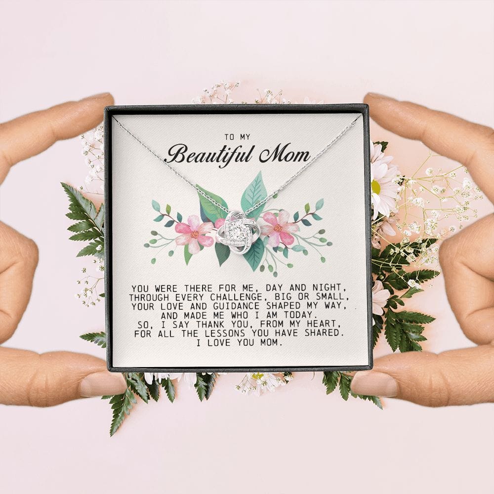 To My Beautiful Mom Love Knot Necklace