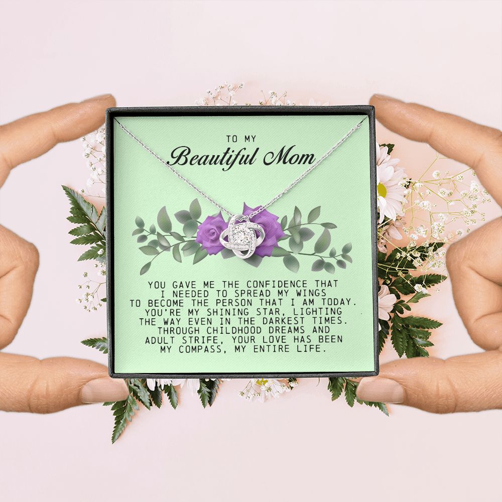 To My Beautiful Mom Love Knot Necklace
