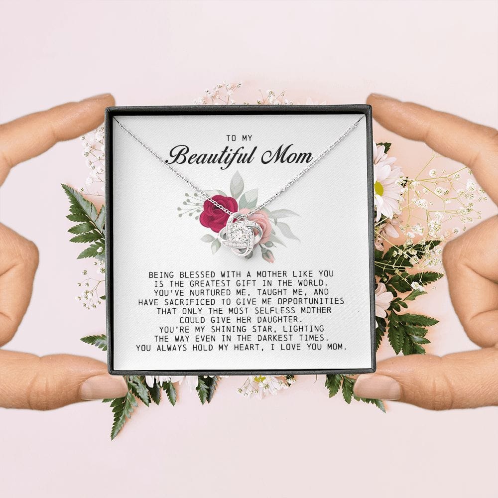To My Beautiful Mom Love Knot Necklace