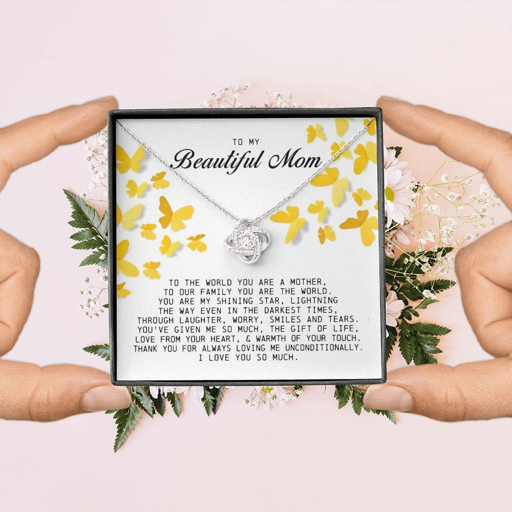 To My Beautiful Mom Love Knot Necklace