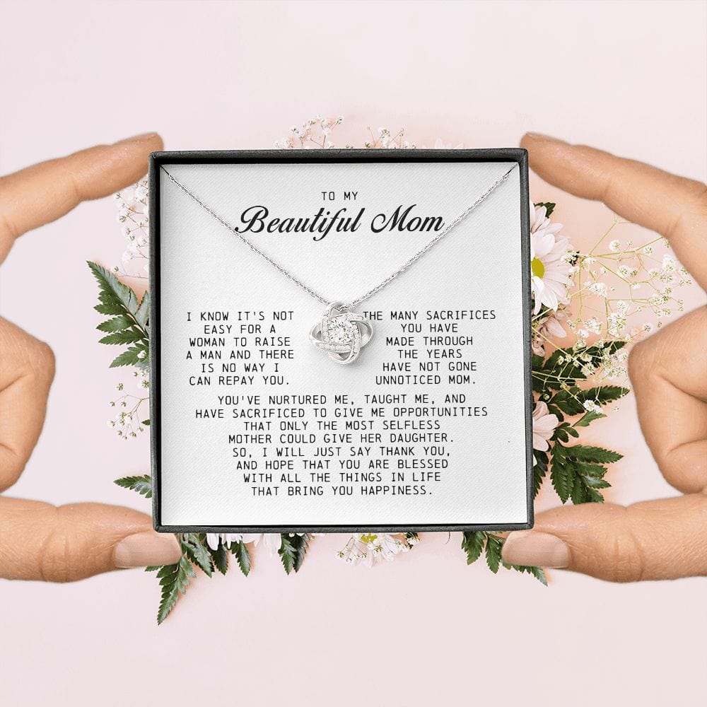To My Beautiful Mom Love Knot Necklace