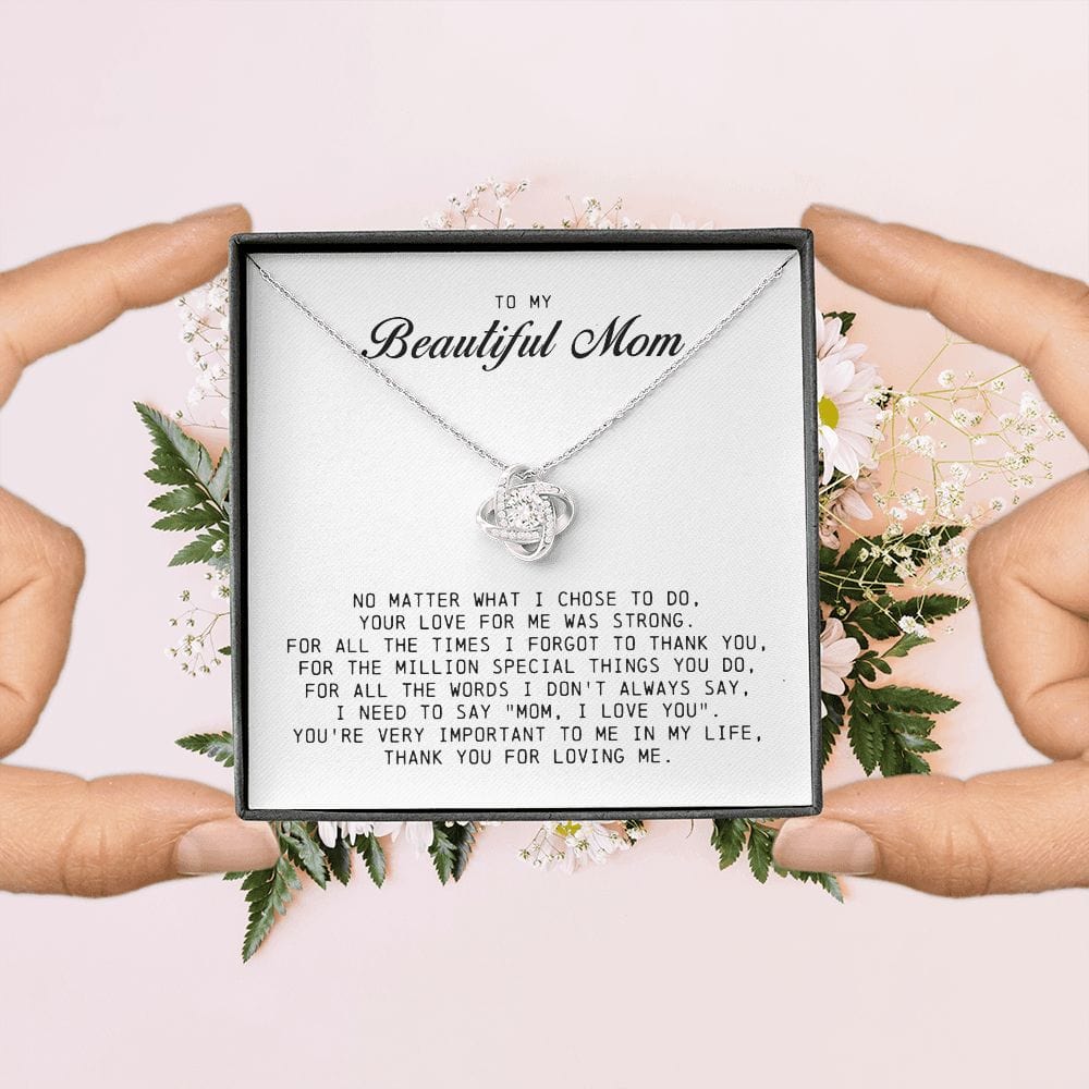 To My Beautiful Mom Love Knot Necklace
