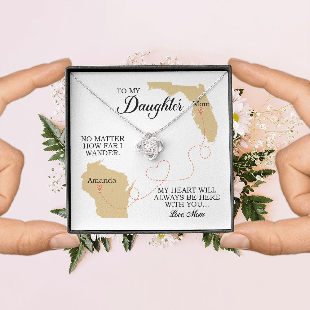 To My Daughter Gift, Love Knot Necklace, Mother Daughter Long Distance Gift