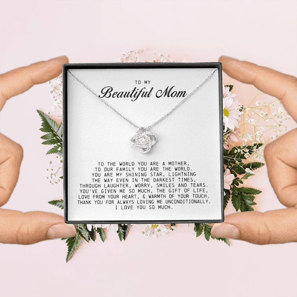 To My Beautiful Mom Love Knot Necklace