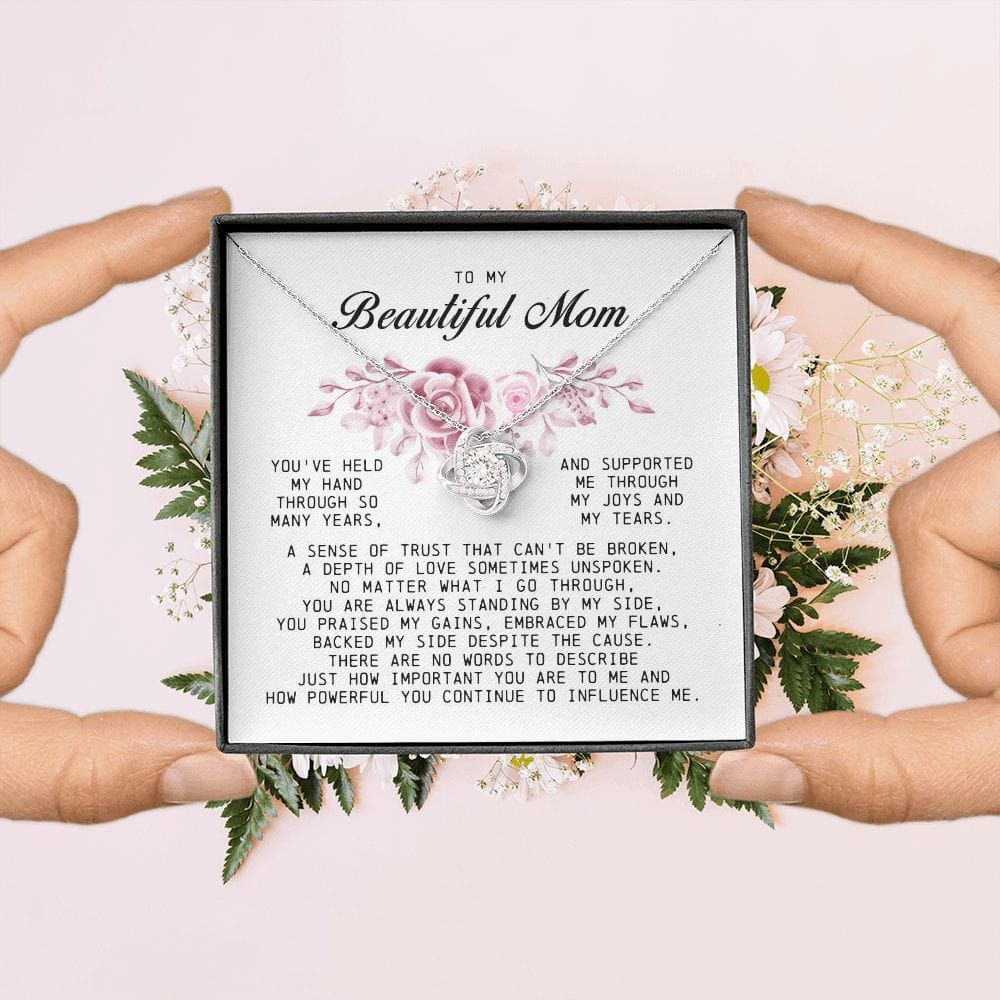 To My Beautiful Mom Love Knot Necklace