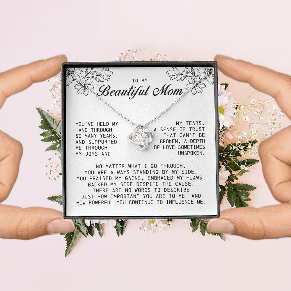 To My Beautiful Mom Love Knot Necklace