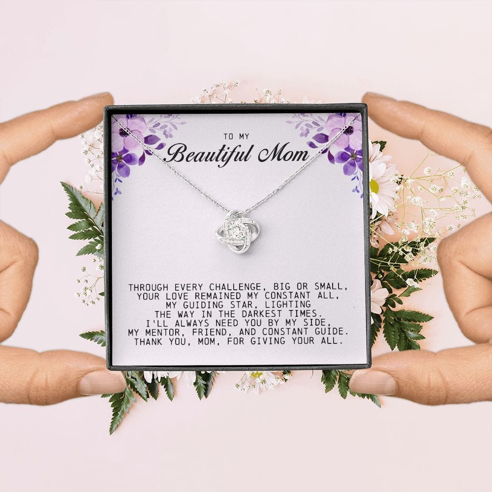 To My Beautiful Mom Love Knot Necklace