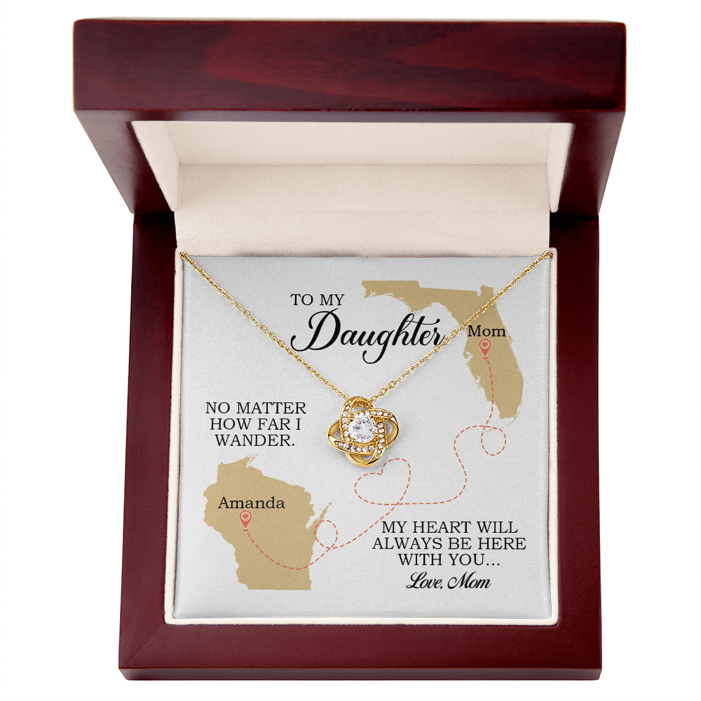 To My Daughter Gift, Love Knot Necklace, Mother Daughter Long Distance Gift