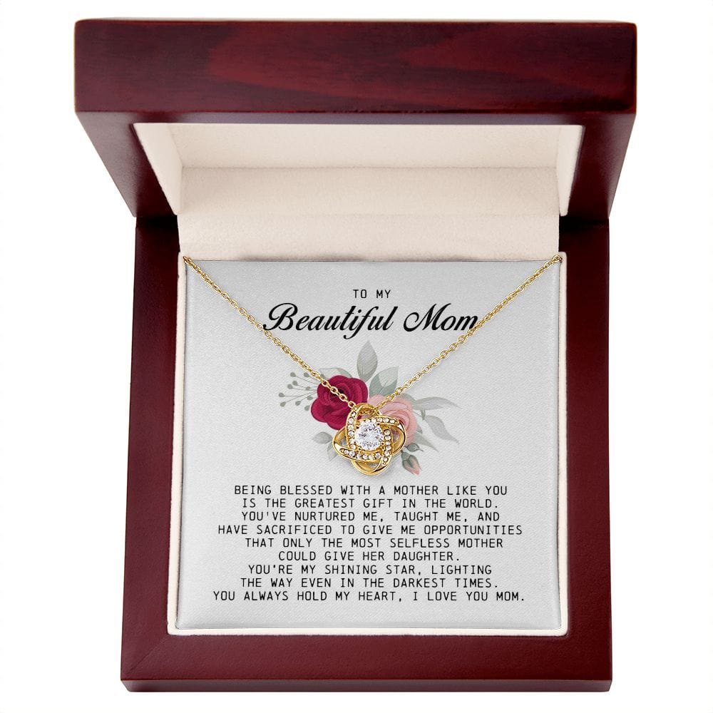 To My Beautiful Mom Love Knot Necklace