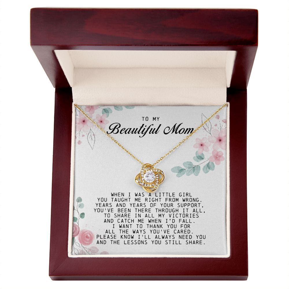 To my Beautiful Mom, Mother's Day Gift, Love Knot Necklace