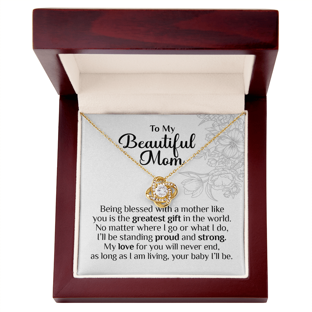 To My Beautiful Mom, Love Knot Necklace