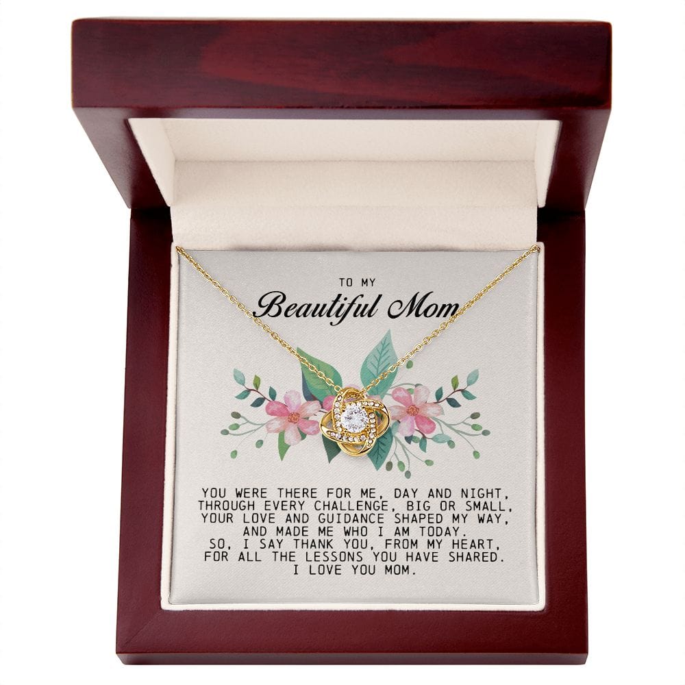 To My Beautiful Mom Love Knot Necklace