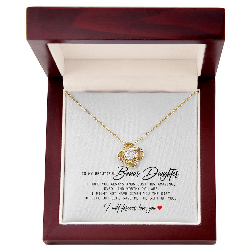 To My Beautiful Bonus Daughter, Love Knot Necklace