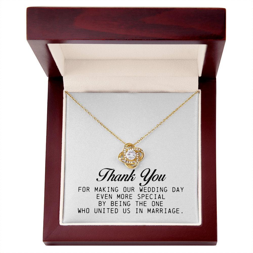 Wedding Officiant Gift, Love Knot Necklace, Thank You for Marrying Us