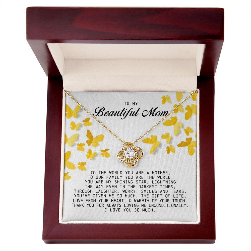 To My Beautiful Mom Love Knot Necklace