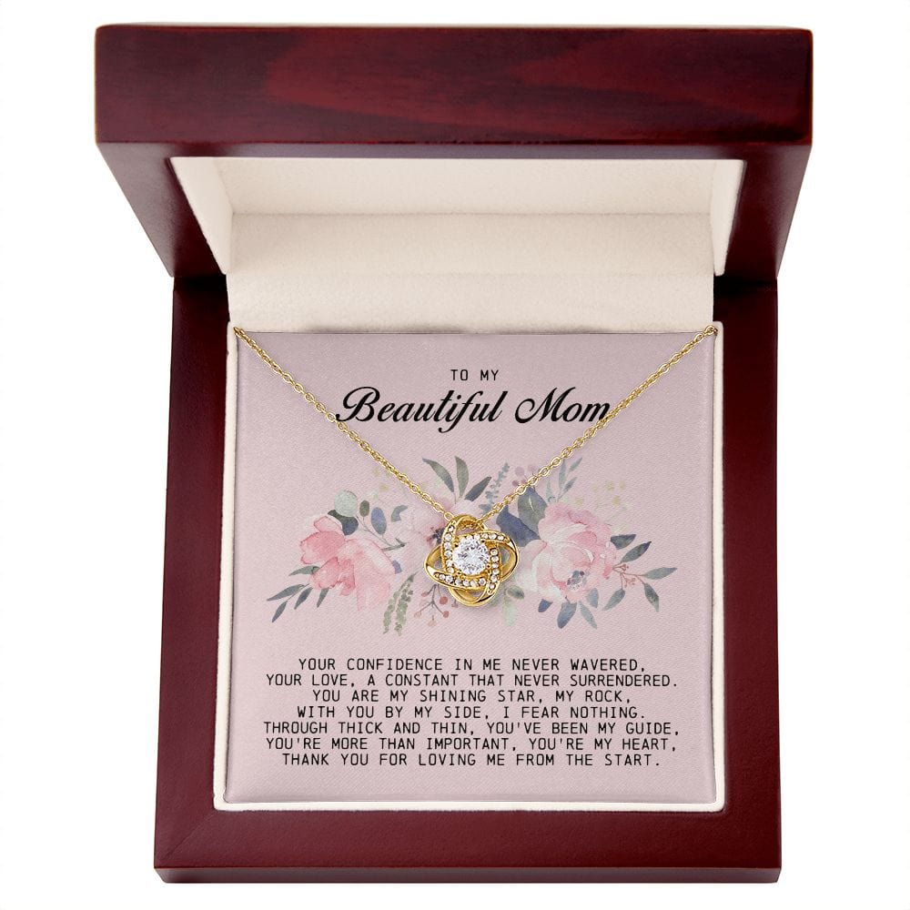 To my Beautiful Mom, Love Knot Necklace, Mother's Day Gift