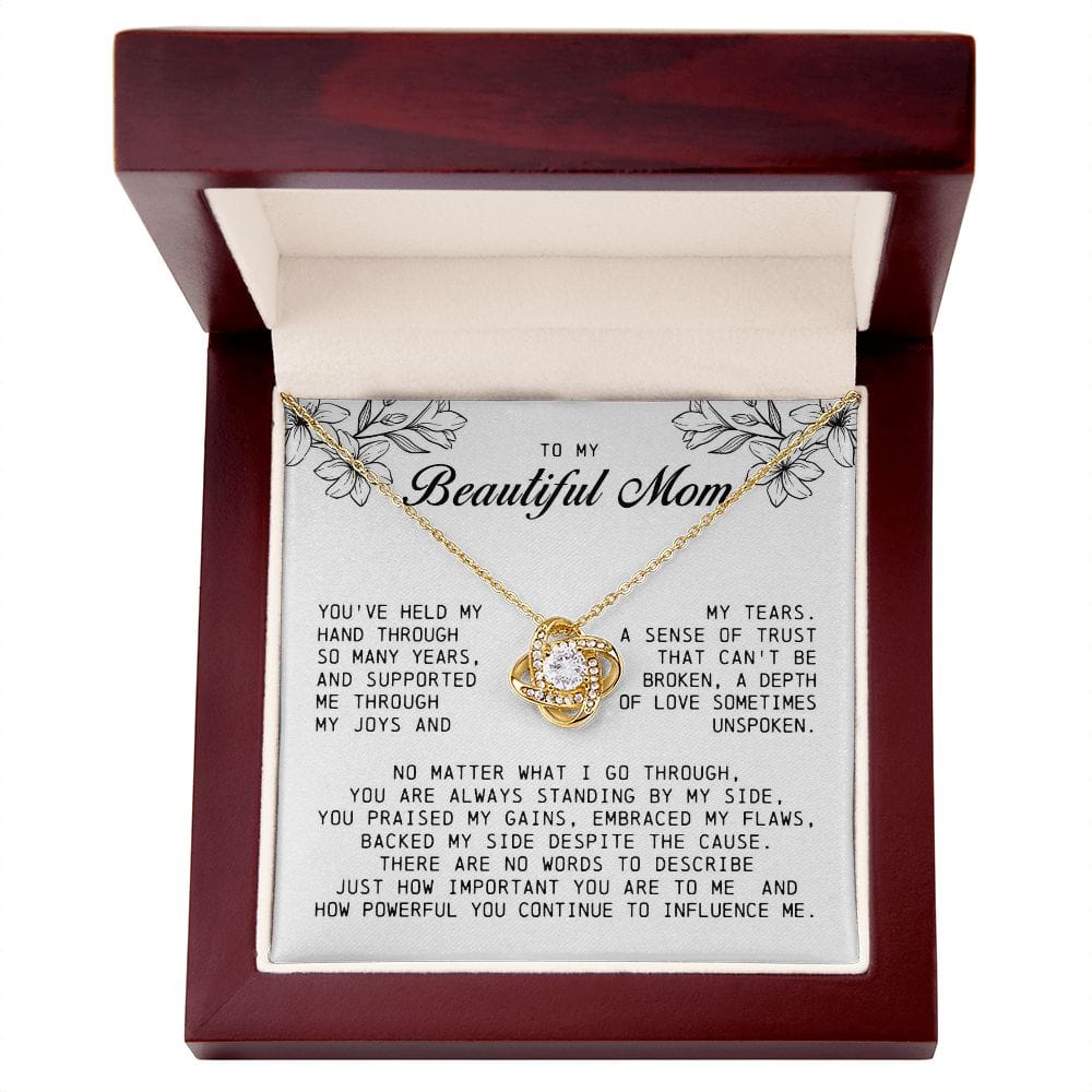 To My Beautiful Mom Love Knot Necklace