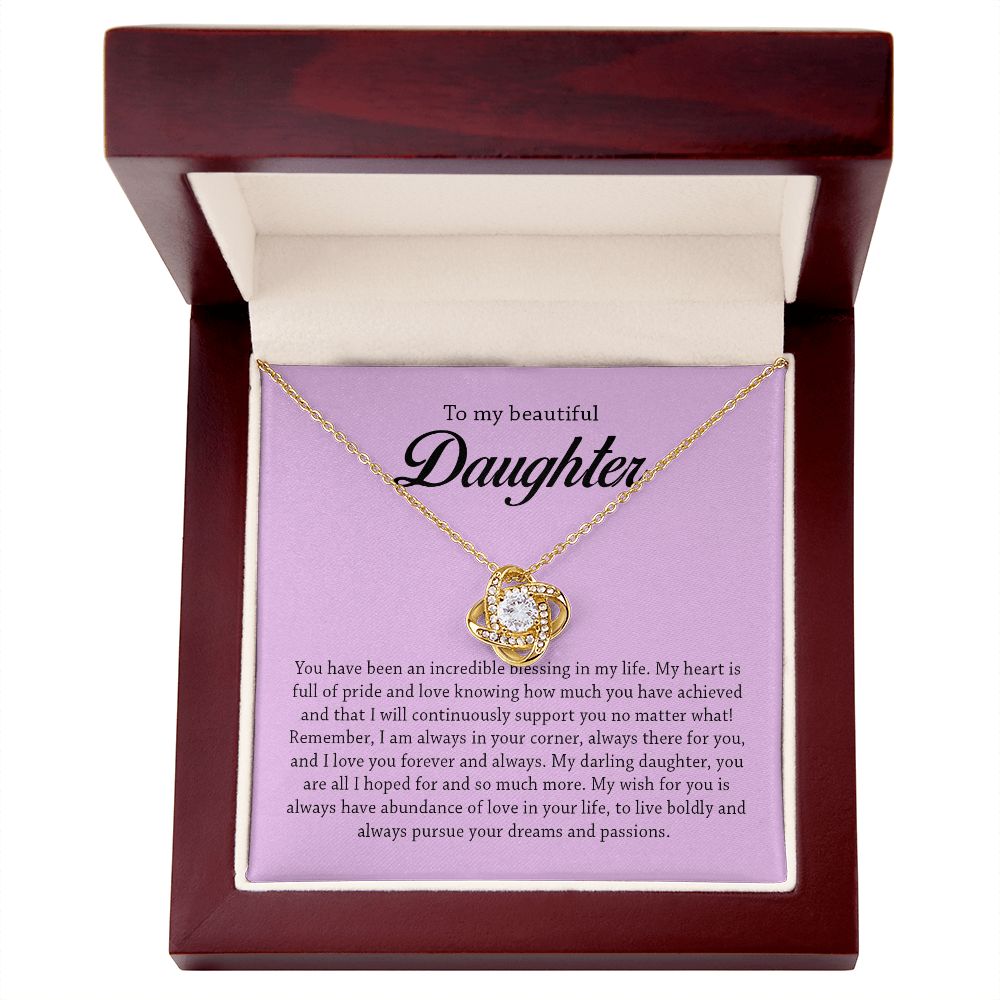 To My Beautiful Daughter, Love Knot Necklace