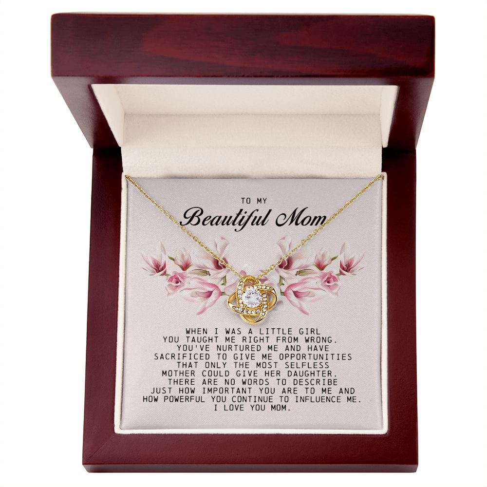 To my Beautiful Mom, Mother's Day Gift, Love Knot Necklace