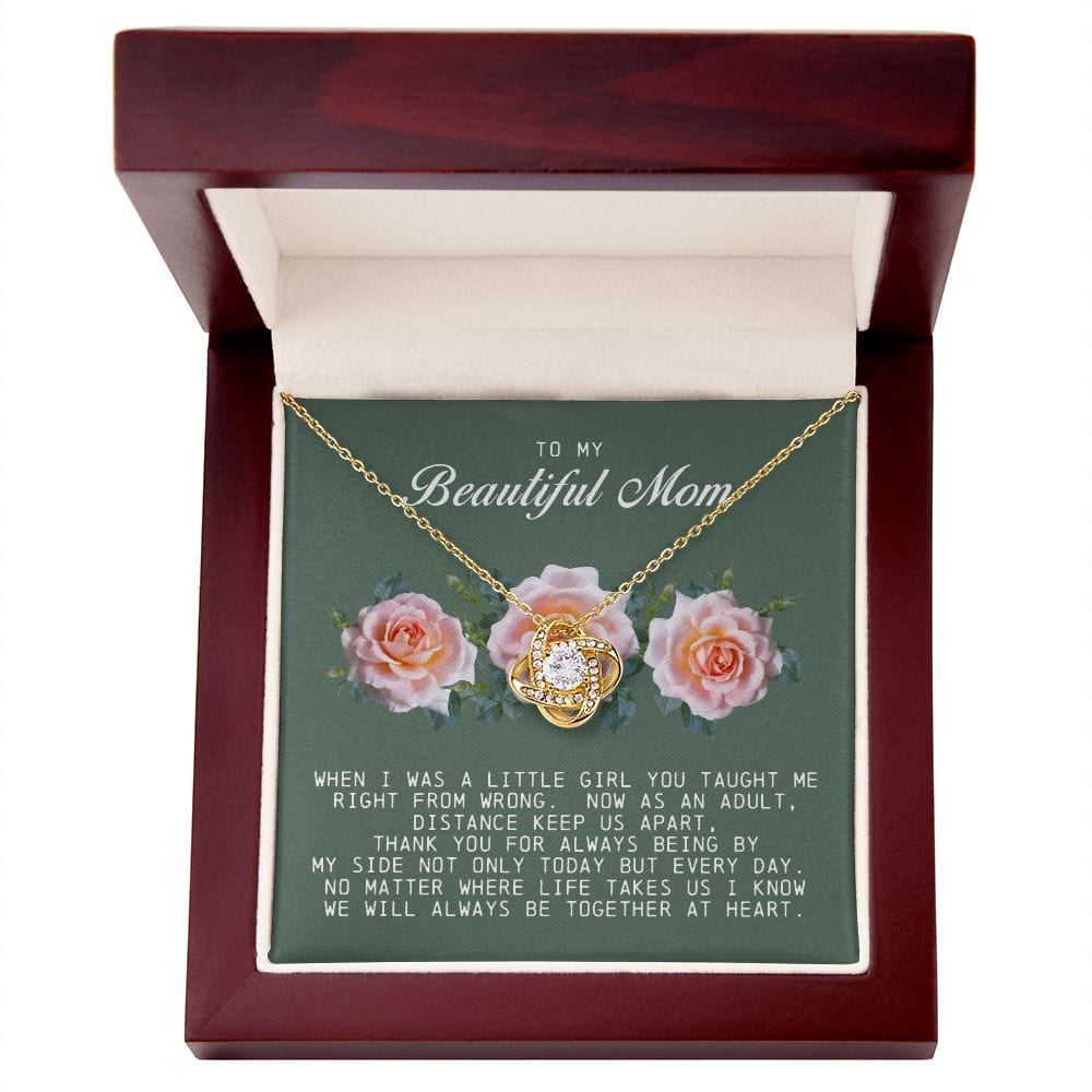 To my Beautiful Mom, Mother's Day Gift, Love Knot Necklace
