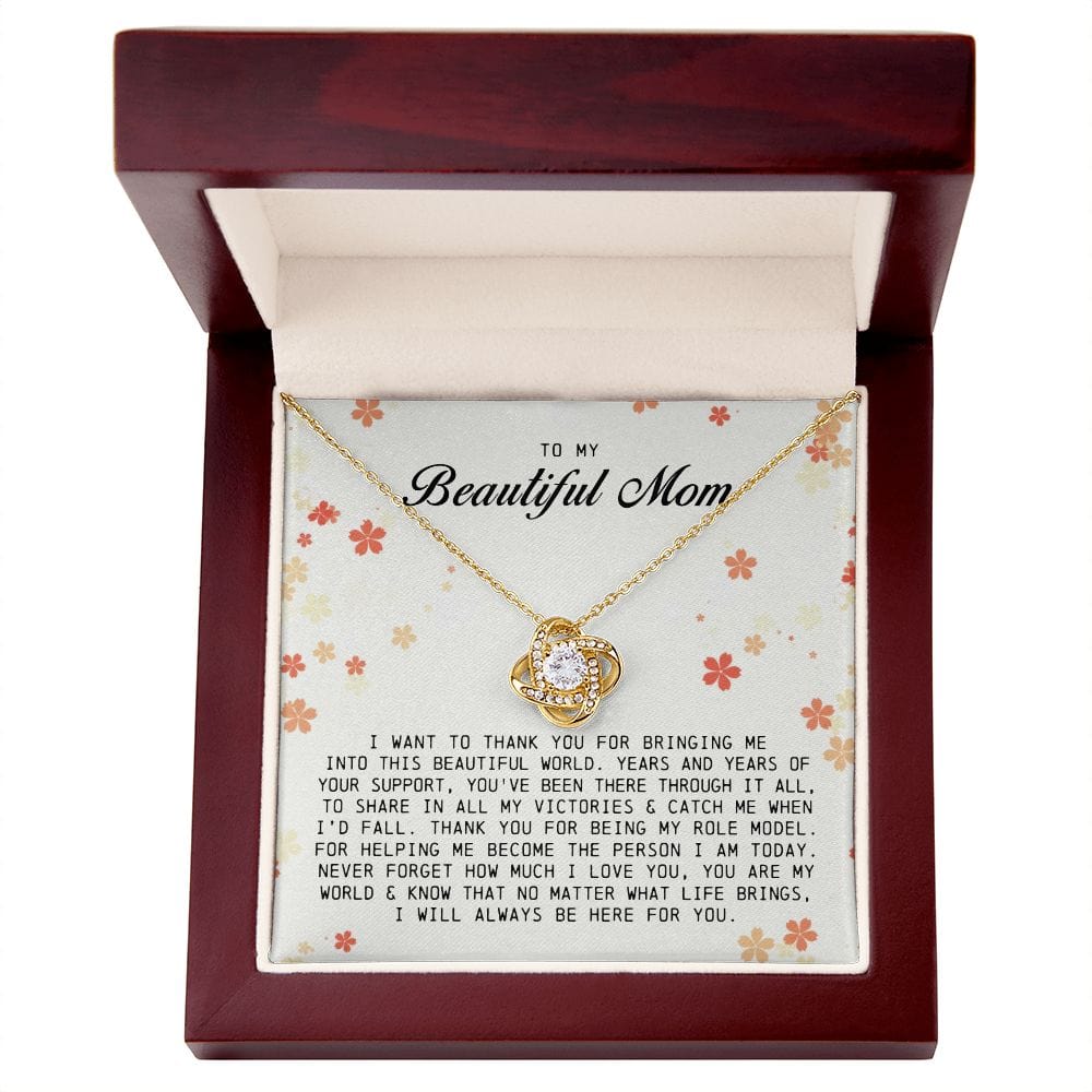 To My Beautiful Mom, Love Knot Necklace