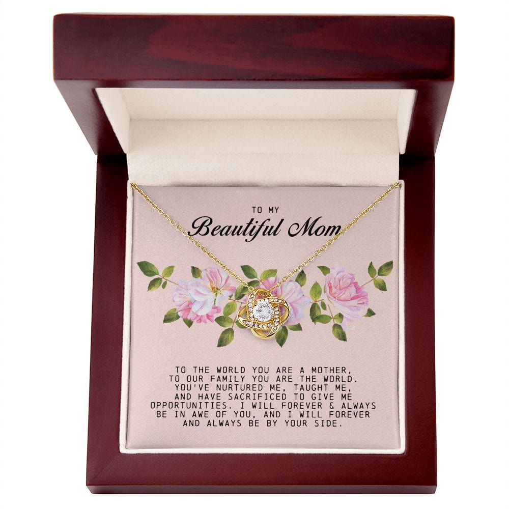 To my Beautiful Mom, Mother's Day Gift, Love Knot Necklace