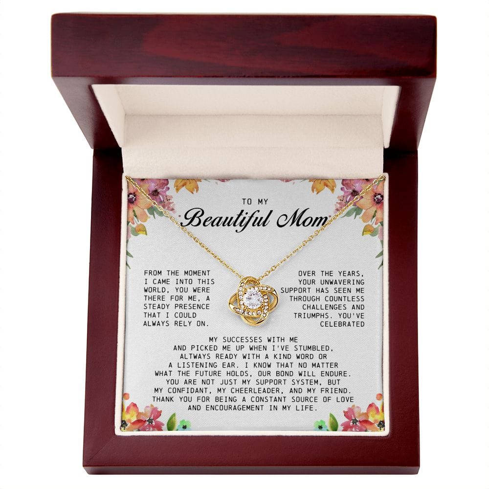 To My Beautiful Mom Love Knot Necklace