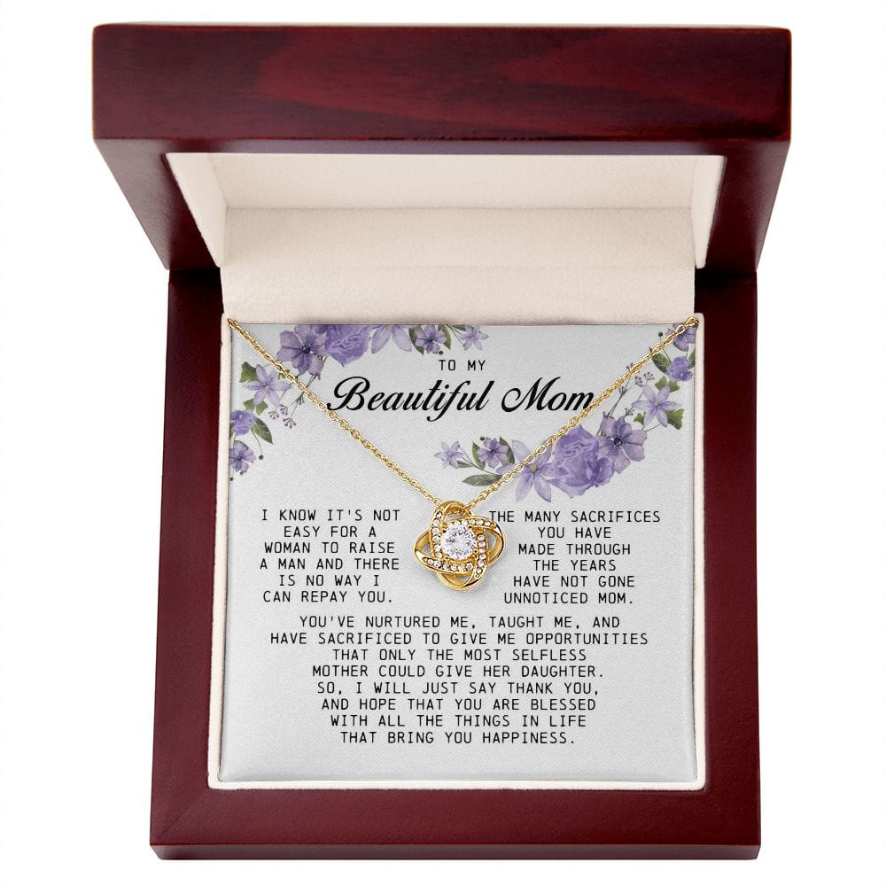 To My Beautiful Mom Love Knot Necklace