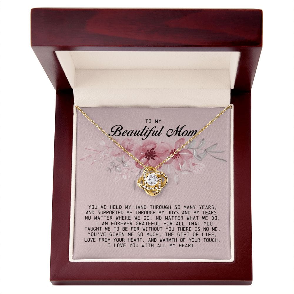 To my Beautiful Mom, Love Knot Necklace, Mother's Day Gift