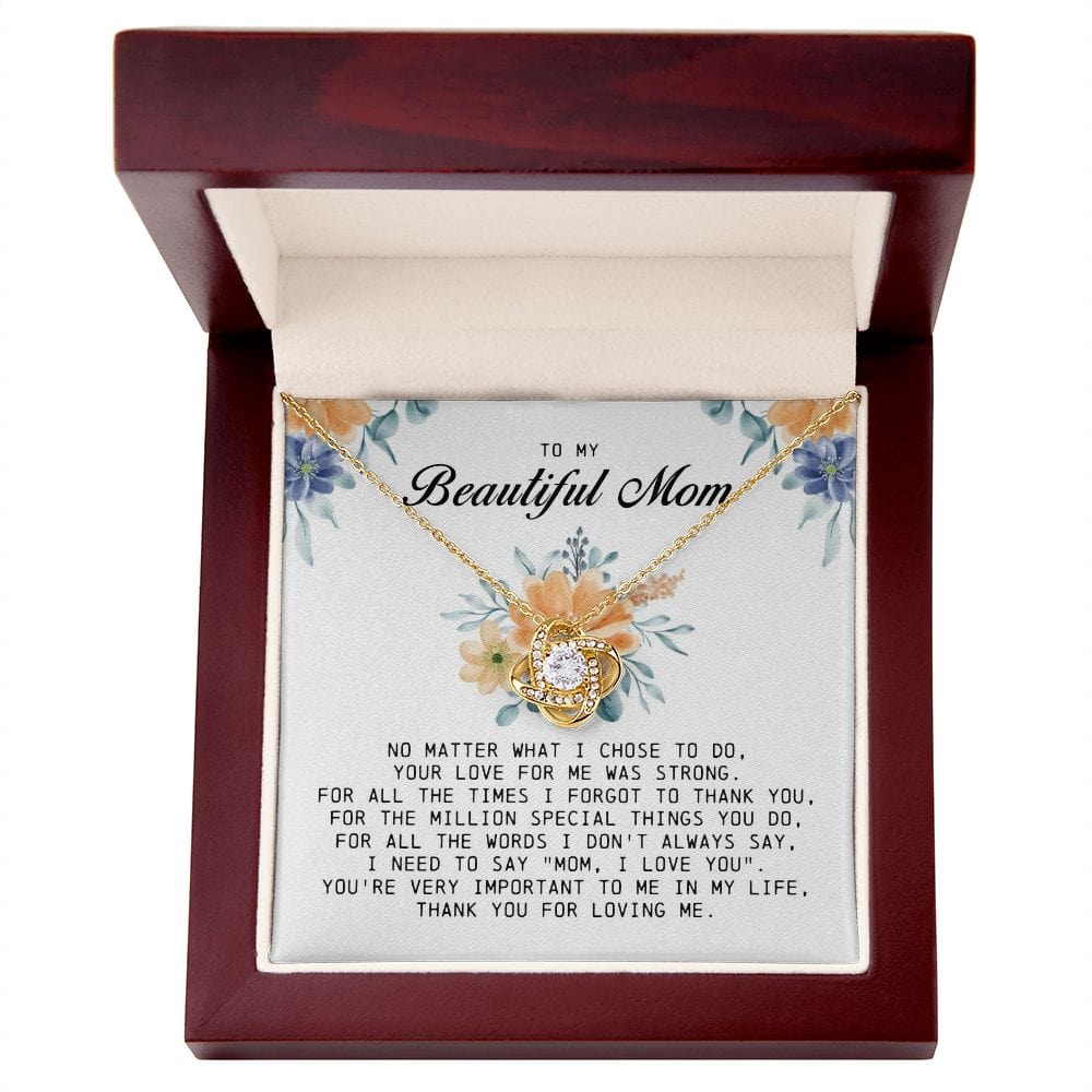To My Beautiful Mom Love Knot Necklace