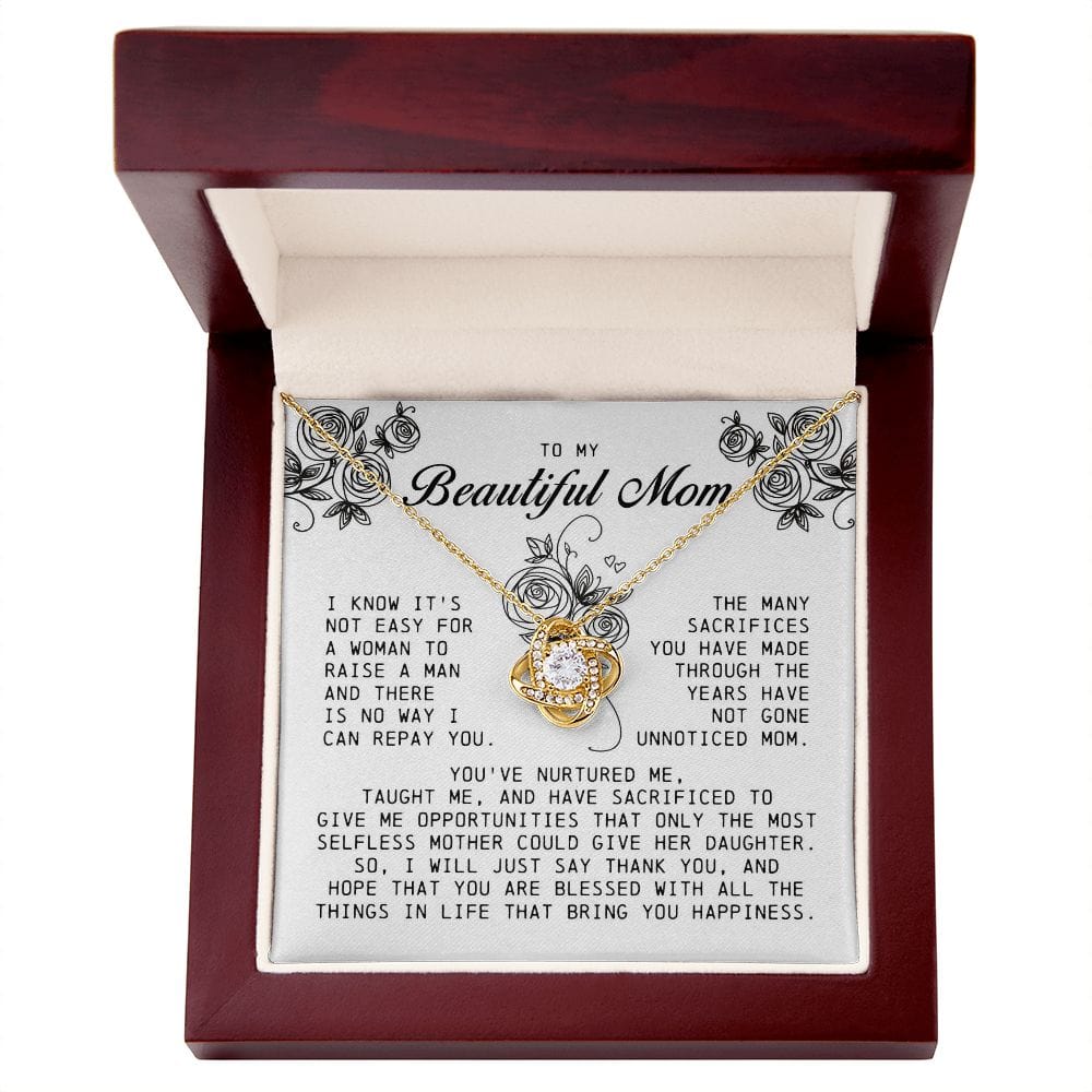 To My Beautiful Mom Love Knot Necklace