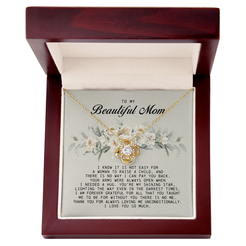 To my Beautiful Mom, Mother's Day Gift, Love Knot Necklace