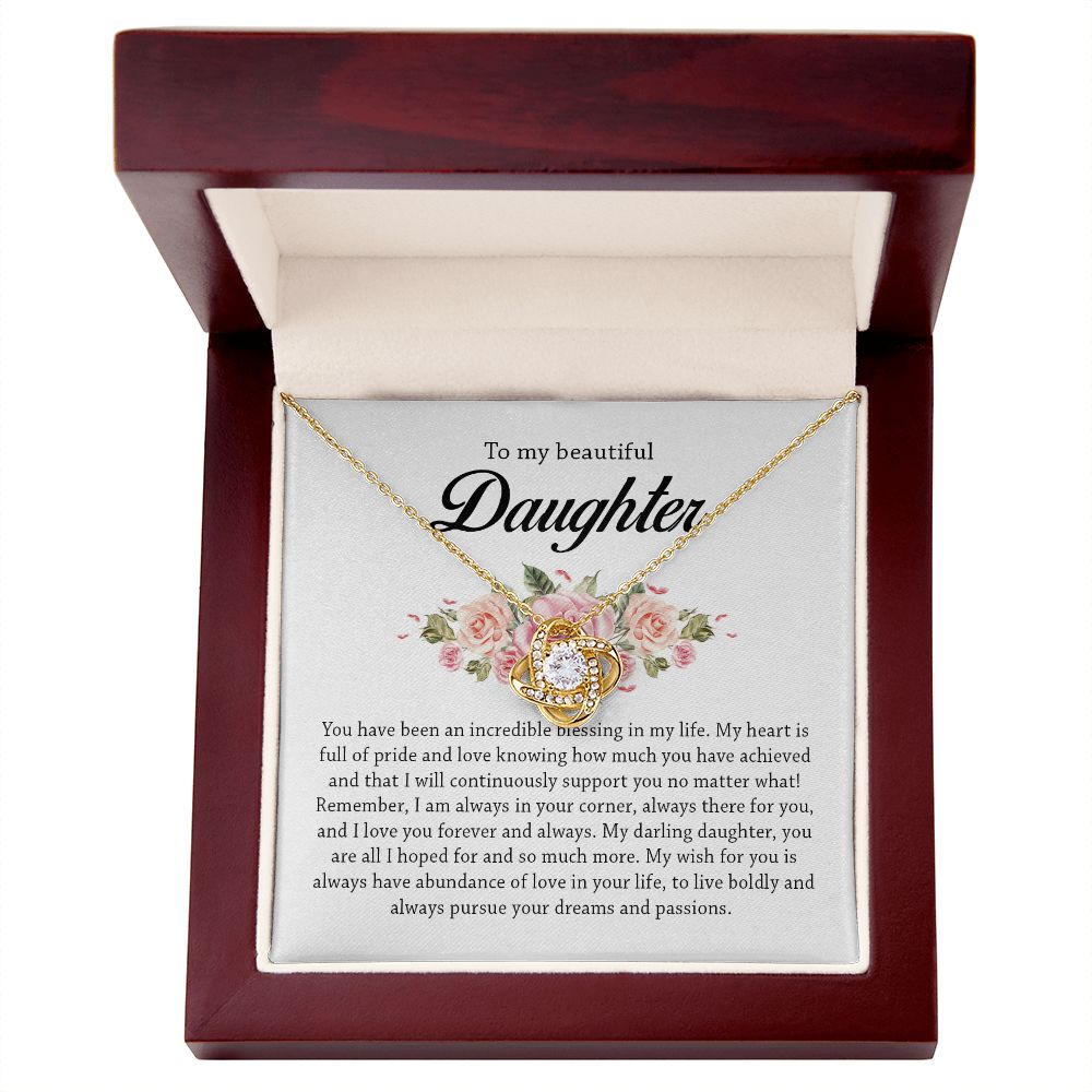 To My Beautiful Daughter, Love Knot Necklace