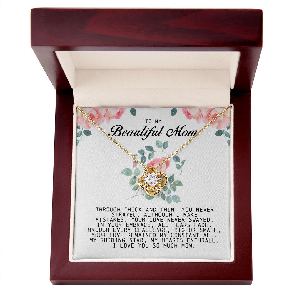 To My Beautiful Mom Love Knot Necklace