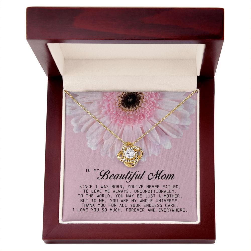 To My Beautiful Mom Love Knot Necklace