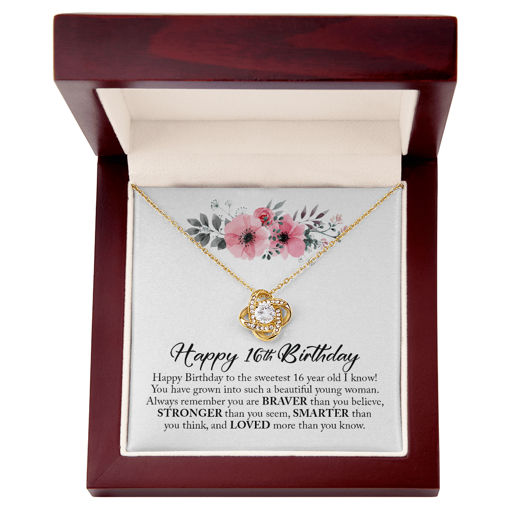 Happy 16th Birthday, Sweet Sixteen, Love Knot Necklace