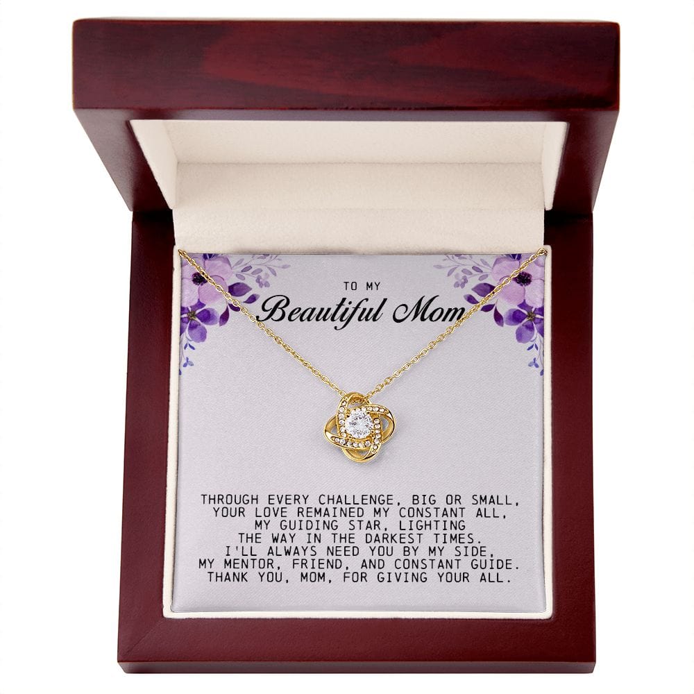 To My Beautiful Mom Love Knot Necklace