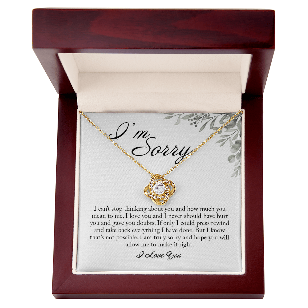 I'm Sorry Card, Love Knot Necklace