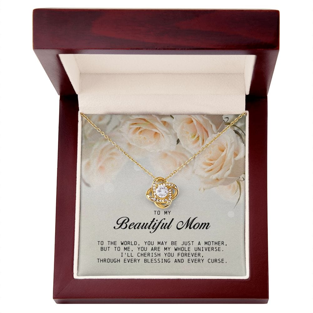 To My Beautiful Mom Love Knot Necklace