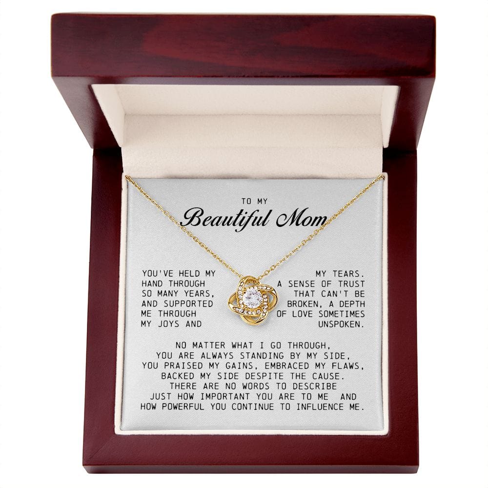 To My Beautiful Mom Love Knot Necklace