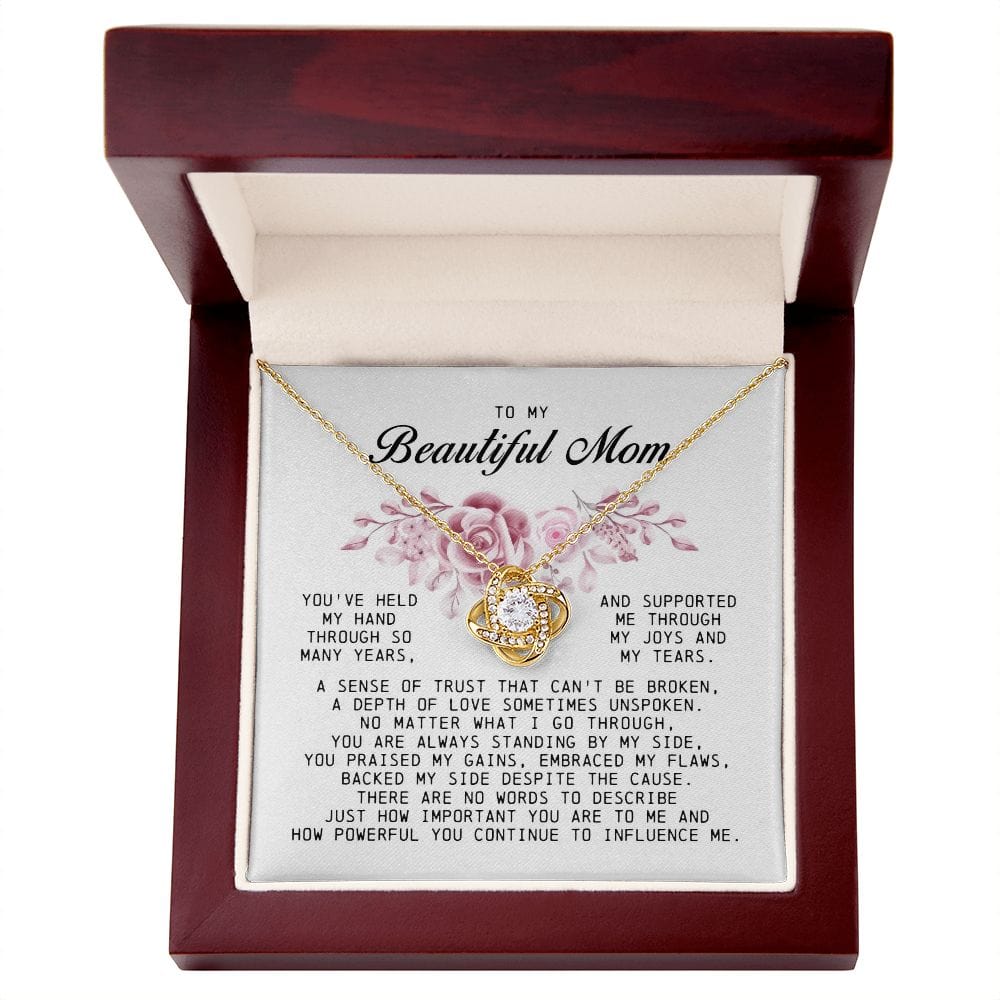 To My Beautiful Mom Love Knot Necklace