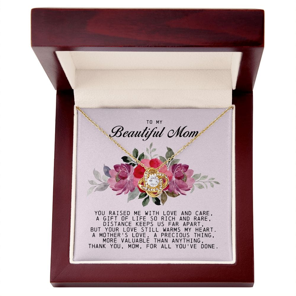 To My Beautiful Mom Love Knot Necklace