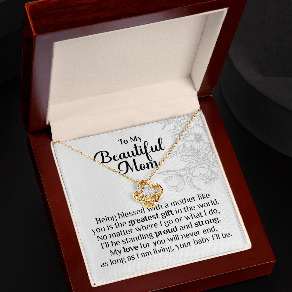 To My Beautiful Mom, Love Knot Necklace