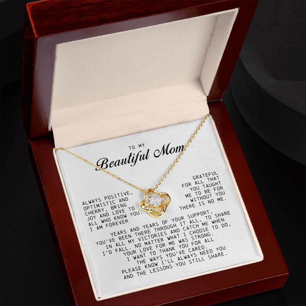 To My Beautiful Mom Love Knot Necklace